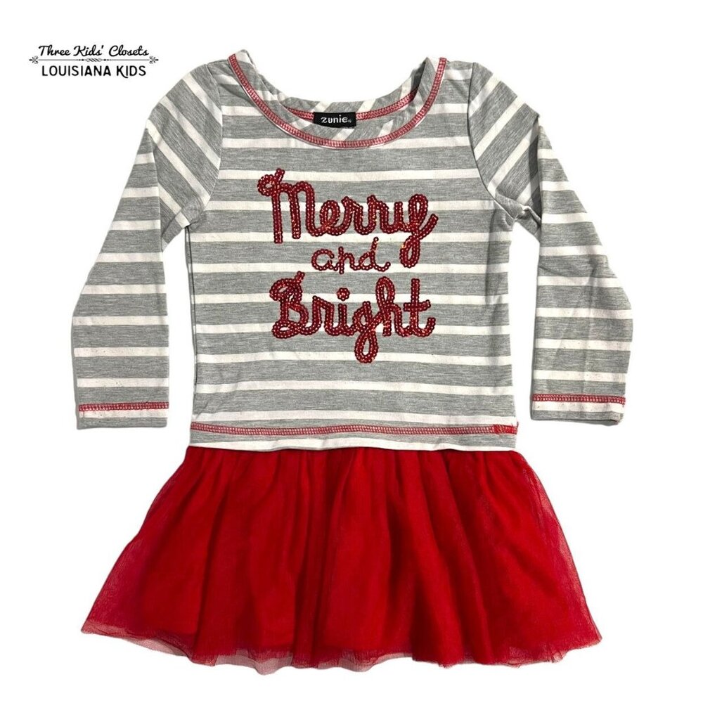 Zunie 4Y Holiday Striped Sequins & Tulle Dress